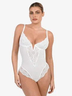 Shapewear Firm Control Smoothing Full Lace Thong Bodysuit - Sculpté