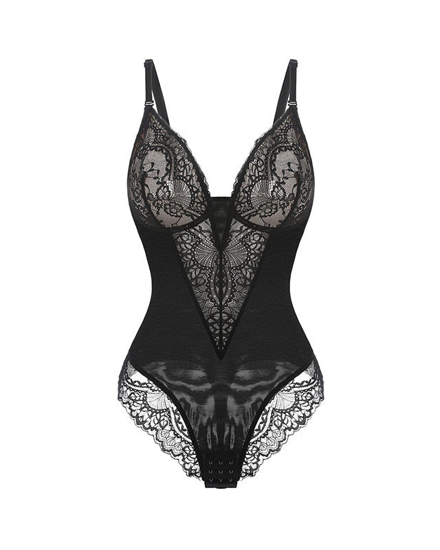 Shapewear Firm Control Smoothing Full Lace Thong Bodysuit - Sculpté