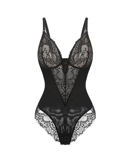 Shapewear Firm Control Smoothing Full Lace Thong Bodysuit - Sculpté