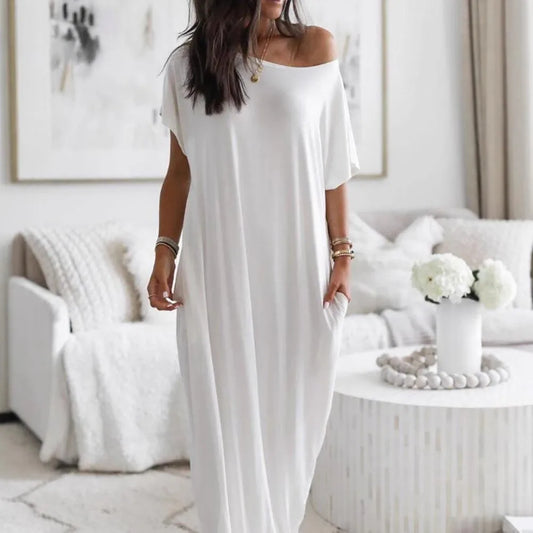 Off-Shoulder Sleeve Maxi Dress - Sculpté